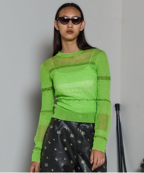 MAISON SPECIAL（メゾンスペシャル）の「Sheer Smocked Knit Pullover/シアースモッキングニット【MAISON SPECIAL/メゾンスペシャル】（ニット/セーター・レディース・グレー/グリーン/ブラック・FREE）」の3枚目の写真