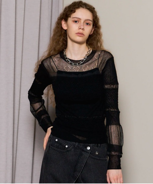 Sheer Smocked Knit Pullover/シアースモッキングニット【MAISON