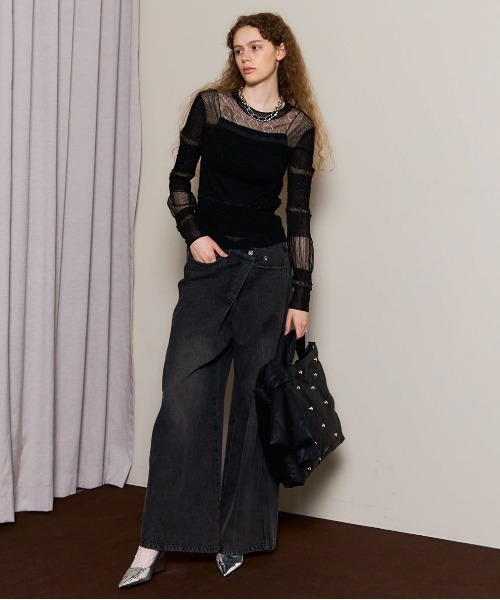 MAISON SPECIAL（メゾンスペシャル）の「Sheer Smocked Knit Pullover/シアースモッキングニット【MAISON SPECIAL/メゾンスペシャル】（ニット/セーター・レディース・グレー/グリーン/ブラック・FREE）」の5枚目の写真