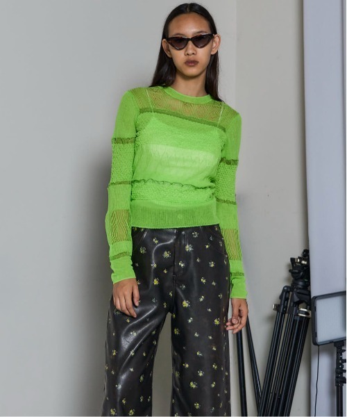 MAISON SPECIAL（メゾンスペシャル）の「Sheer Smocked Knit Pullover/シアースモッキングニット【MAISON SPECIAL/メゾンスペシャル】（ニット/セーター・レディース・グレー/グリーン/ブラック・FREE）」の8枚目の写真