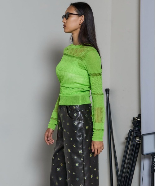 MAISON SPECIAL（メゾンスペシャル）の「Sheer Smocked Knit Pullover/シアースモッキングニット【MAISON SPECIAL/メゾンスペシャル】（ニット/セーター・レディース・グレー/グリーン/ブラック・FREE）」の9枚目の写真