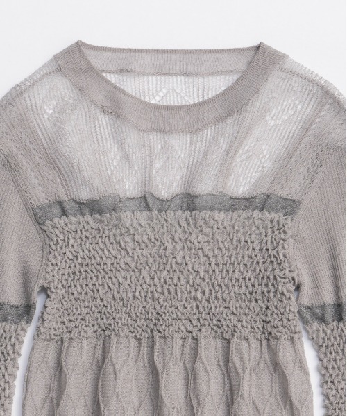 MAISON SPECIAL（メゾンスペシャル）の「Sheer Smocked Knit Pullover/シアースモッキングニット【MAISON SPECIAL/メゾンスペシャル】（ニット/セーター・レディース・グレー/グリーン/ブラック・FREE）」の14枚目の写真