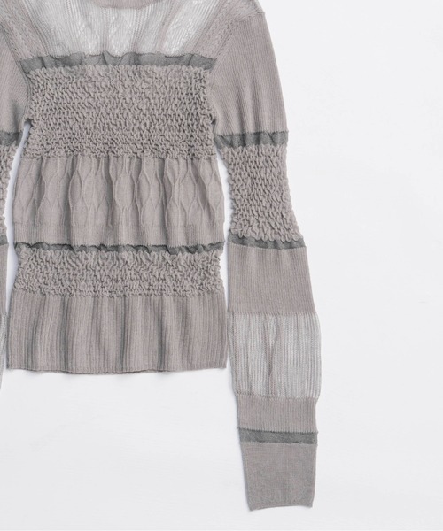 MAISON SPECIAL（メゾンスペシャル）の「Sheer Smocked Knit Pullover/シアースモッキングニット【MAISON SPECIAL/メゾンスペシャル】（ニット/セーター・レディース・グレー/グリーン/ブラック・FREE）」の15枚目の写真