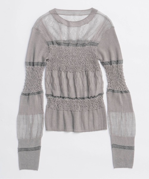 MAISON SPECIAL（メゾンスペシャル）の「Sheer Smocked Knit Pullover/シアースモッキングニット【MAISON SPECIAL/メゾンスペシャル】（ニット/セーター・レディース・グレー/グリーン/ブラック・FREE）」の16枚目の写真