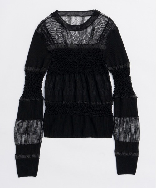 MAISON SPECIAL（メゾンスペシャル）の「Sheer Smocked Knit Pullover/シアースモッキングニット【MAISON SPECIAL/メゾンスペシャル】（ニット/セーター・レディース・グレー/グリーン/ブラック・FREE）」の11枚目の写真