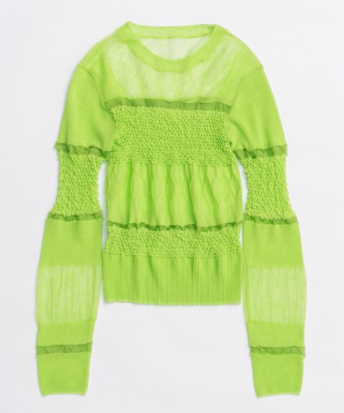 MAISON SPECIAL（メゾンスペシャル）の「Sheer Smocked Knit Pullover/シアースモッキングニット【MAISON SPECIAL/メゾンスペシャル】（ニット/セーター・レディース・グレー/グリーン/ブラック・FREE）」の12枚目の写真