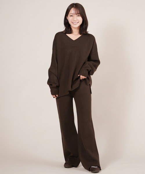 ムラサキスポーツ(ムラサキスポーツ)の「RIKKA FEMME/リッカファム Vネックニット セーター RF25FW13(ニット/セーター・レディース・グレー/ベージュ/ブラウン・FREE)」の8枚目の写真