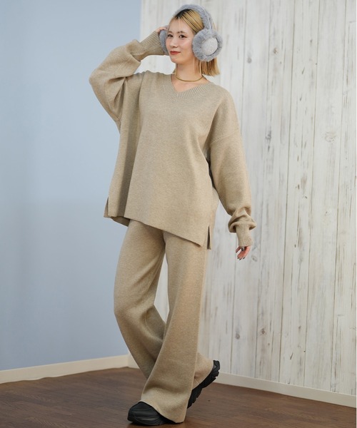ムラサキスポーツ(ムラサキスポーツ)の「RIKKA FEMME/リッカファム Vネックニット セーター RF25FW13(ニット/セーター・レディース・グレー/ベージュ/ブラウン・FREE)」の18枚目の写真