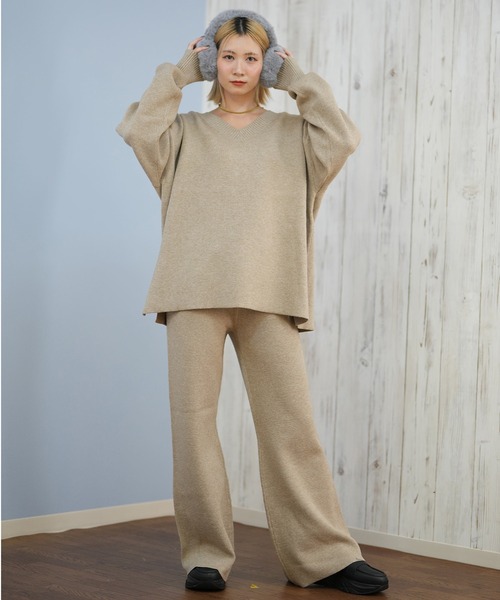 ムラサキスポーツ(ムラサキスポーツ)の「RIKKA FEMME/リッカファム Vネックニット セーター RF25FW13(ニット/セーター・レディース・グレー/ベージュ/ブラウン・FREE)」の21枚目の写真