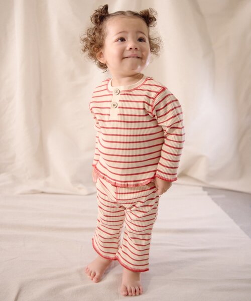 CIAOPANIC TYPY（チャオパニックティピー）の「【BABY】【Qinn】ボーダーリブレギンスパンツ（その他パンツ・キッズ・レッド/ネイビー・90/100/80）」の12枚目の写真