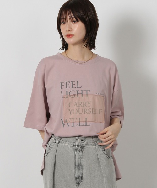 LAKOLE（ラコレ）の「オーガンジープリントＴ / 580271（Tシャツ/カットソー・レディース・ピンク/チャコール/オフホワイト・FREE）」の3枚目の写真