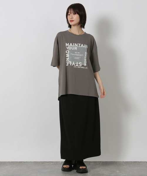 LAKOLE（ラコレ）の「オーガンジープリントＴ / 580271（Tシャツ/カットソー・レディース・ピンク/チャコール/オフホワイト・FREE）」の9枚目の写真