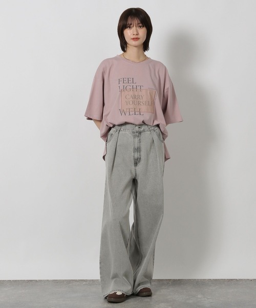 LAKOLE（ラコレ）の「オーガンジープリントＴ / 580271（Tシャツ/カットソー・レディース・ピンク/チャコール/オフホワイト・FREE）」の14枚目の写真