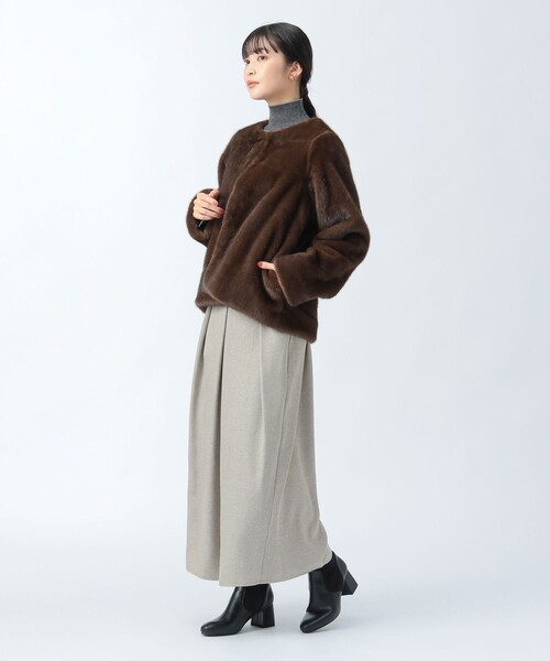 BEAMS HEART（ビームスハート）の「【WEB限定】フェイクファーノーカラージャケット（ノーカラージャケット・レディース・ブラウン/ホワイト系その他5・FREE）」の7枚目の写真