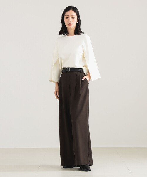 Demi-Luxe BEAMS（デミルクス ビームス）の「【12/4値下げ】レーヨン ナイロン ポンチスリット プルオーバー（Tシャツ/カットソー・レディース・チャコールグレー/ホワイト/レッド系その他6・ONE SIZE）」の4枚目の写真