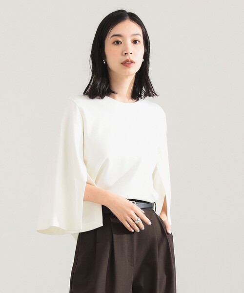 Demi-Luxe BEAMS（デミルクス ビームス）の「【12/4値下げ】レーヨン ナイロン ポンチスリット プルオーバー（Tシャツ/カットソー・レディース・チャコールグレー/ホワイト/レッド系その他6・ONE SIZE）」の7枚目の写真