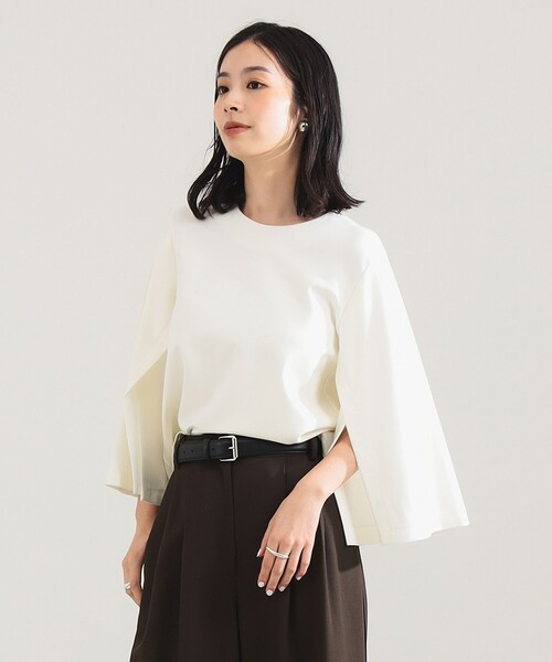 Demi-Luxe BEAMS（デミルクス ビームス）の「【12/4値下げ】レーヨン ナイロン ポンチスリット プルオーバー（Tシャツ/カットソー・レディース・チャコールグレー/ホワイト/レッド系その他6・ONE SIZE）」の8枚目の写真