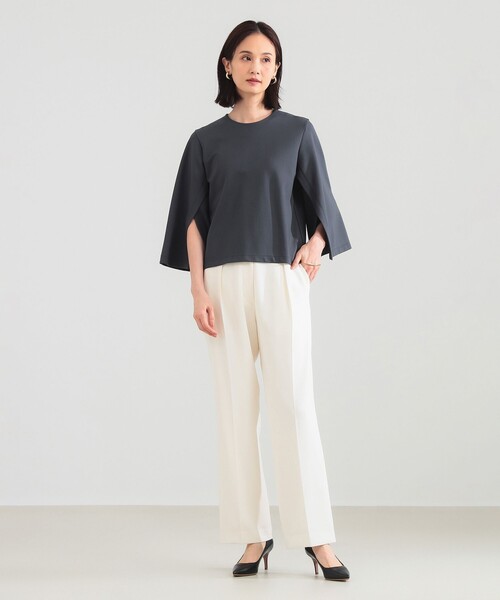 Demi-Luxe BEAMS（デミルクス ビームス）の「【12/4値下げ】レーヨン ナイロン ポンチスリット プルオーバー（Tシャツ/カットソー・レディース・チャコールグレー/ホワイト/レッド系その他6・ONE SIZE）」の9枚目の写真