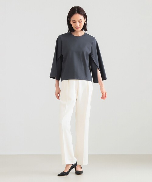 Demi-Luxe BEAMS（デミルクス ビームス）の「【12/4値下げ】レーヨン ナイロン ポンチスリット プルオーバー（Tシャツ/カットソー・レディース・チャコールグレー/ホワイト/レッド系その他6・ONE SIZE）」の11枚目の写真