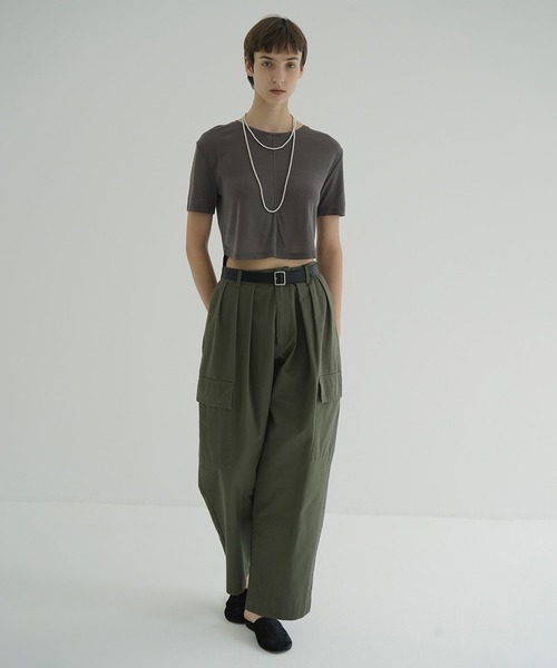 CLANE（クラネ）の「SOFT WIDE TOPS（Tシャツ/カットソー・レディース・チャコールグレー/ブラック/ブルー/アイボリー・1/2）」の9枚目の写真