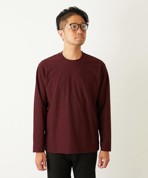 MEN'S MELROSE（メンズメルローズ）の「ストレッチストライプクルーネックTシャツ（Tシャツ/カットソー・メンズ・チャコールグレー/ホワイト/ボルドー・3/4/2）」の4枚目の写真