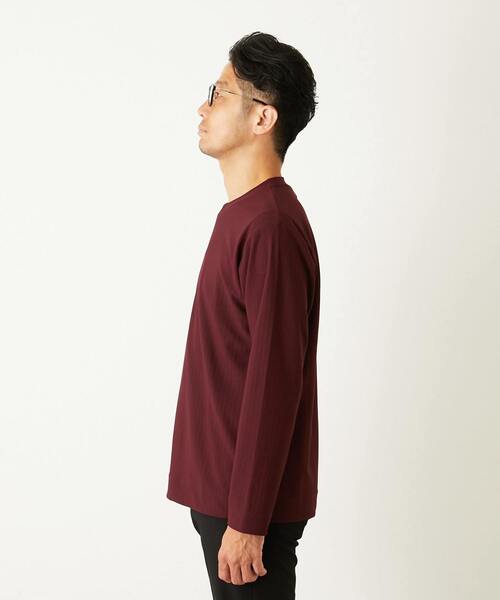 MEN'S MELROSE（メンズメルローズ）の「ストレッチストライプクルーネックTシャツ（Tシャツ/カットソー・メンズ・チャコールグレー/ホワイト/ボルドー・3/4/2）」の5枚目の写真
