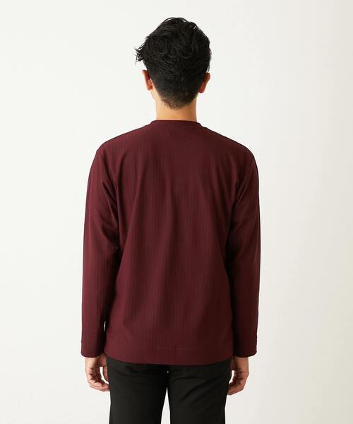 MEN'S MELROSE（メンズメルローズ）の「ストレッチストライプクルーネックTシャツ（Tシャツ/カットソー・メンズ・チャコールグレー/ホワイト/ボルドー・3/4/2）」の6枚目の写真