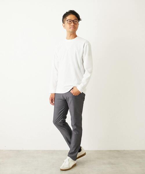 MEN'S MELROSE（メンズメルローズ）の「ストレッチストライプクルーネックTシャツ（Tシャツ/カットソー・メンズ・チャコールグレー/ホワイト/ボルドー・3/4/2）」の19枚目の写真