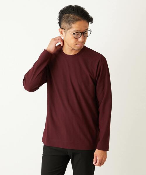 MEN'S MELROSE（メンズメルローズ）の「ストレッチストライプクルーネックTシャツ（Tシャツ/カットソー・メンズ・チャコールグレー/ホワイト/ボルドー・3/4/2）」の22枚目の写真