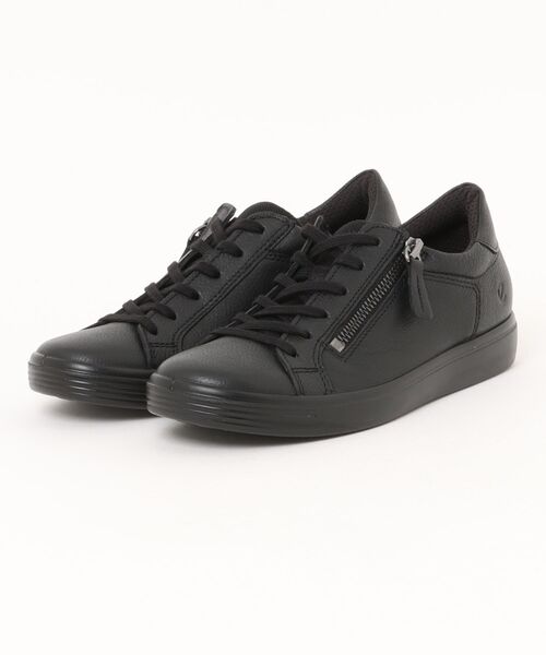 ECCO(エコー)の「幅広 CLASSIC SNEAKER サイドジップスニーカー しなやか上質カウレザー 本革(スニーカー・メンズ・ブラック・36/37/38/39/35)」の1枚目の写真