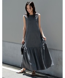 Re:EDIT（リエディ）の「[低身長サイズ有]リネンライクギャザー切り替えノースリーブワンピース（ワンピース）」