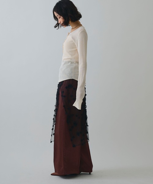 ELLEgirl（エルガール）の「フラワーモチーフラップスカート（スカート・レディース・アイボリー/ブラック・FREE）」の21枚目の写真