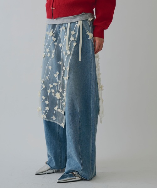 ELLEgirl（エルガール）の「フラワーモチーフラップスカート（スカート・レディース・アイボリー/ブラック・FREE）」の17枚目の写真