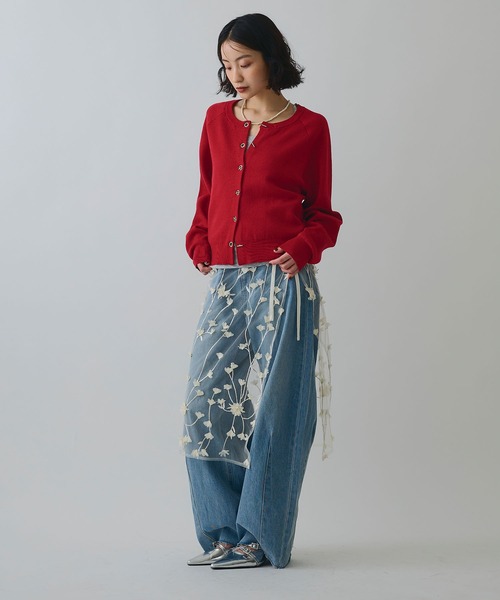 ELLEgirl（エルガール）の「フラワーモチーフラップスカート（スカート・レディース・アイボリー/ブラック・FREE）」の13枚目の写真