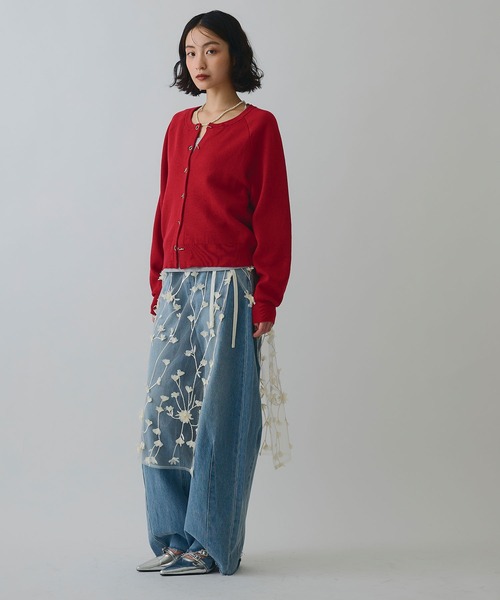 ELLEgirl（エルガール）の「フラワーモチーフラップスカート（スカート・レディース・アイボリー/ブラック・FREE）」の14枚目の写真