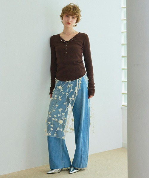 ELLEgirl（エルガール）の「フラワーモチーフラップスカート（スカート・レディース・アイボリー/ブラック・FREE）」の18枚目の写真