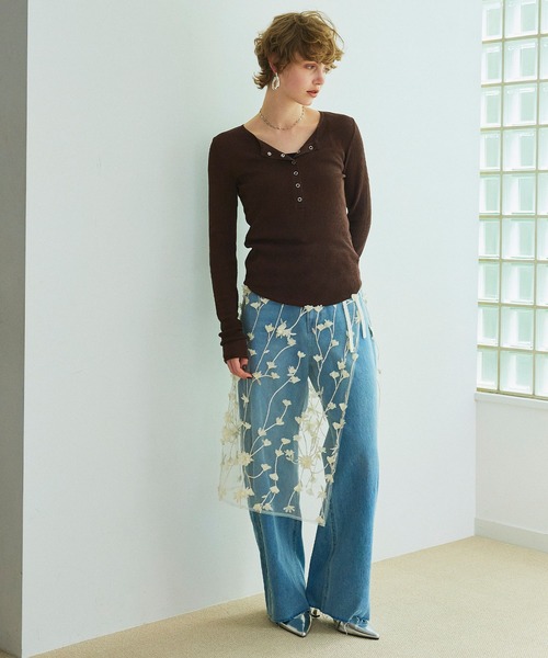 ELLEgirl（エルガール）の「フラワーモチーフラップスカート（スカート・レディース・アイボリー/ブラック・FREE）」の19枚目の写真