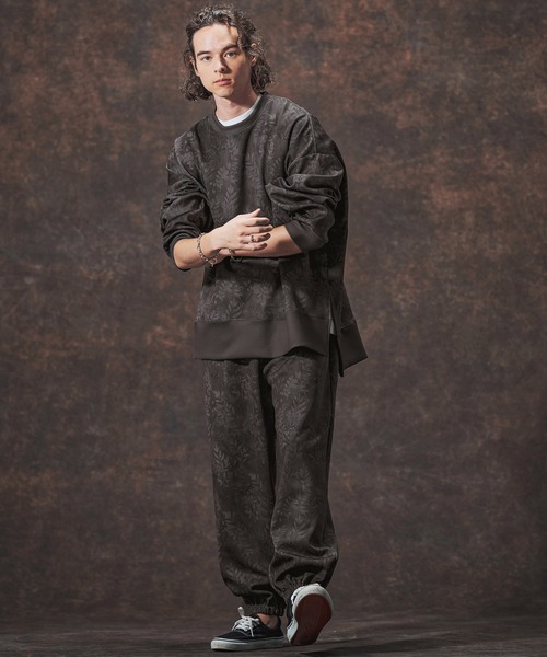 Jih Nunc（ジーヌンク）の「mp14001-リーフ総柄ポンチジョガーパンツ(JIH-R1135)（その他パンツ・メンズ・ベージュ/チャコール・S/L/M）」の7枚目の写真