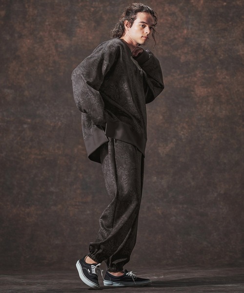 Jih Nunc（ジーヌンク）の「mp14001-リーフ総柄ポンチジョガーパンツ(JIH-R1135)（その他パンツ・メンズ・ベージュ/チャコール・S/L/M）」の8枚目の写真