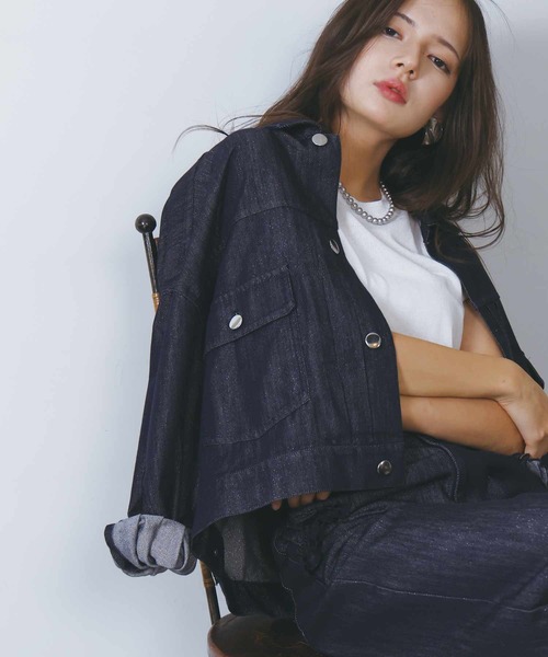 PICCIN(ピッチン)の「ラメデニムジャケット(デニムジャケット・レディース・ブルー・M)」の1枚目の写真