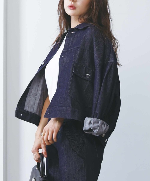 PICCIN(ピッチン)の「ラメデニムジャケット(デニムジャケット・レディース・ブルー・M)」の5枚目の写真