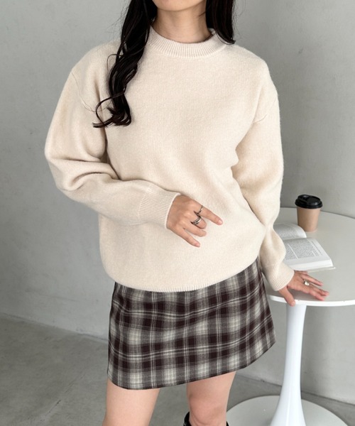 CLEA(クレア)の「クルーネックニットプルオーバー(ニット/セーター・レディース・ピンク/ブラウン/ベージュ/ブルー/グレー/ブラック/アイボリー・FREE)」の12枚目の写真
