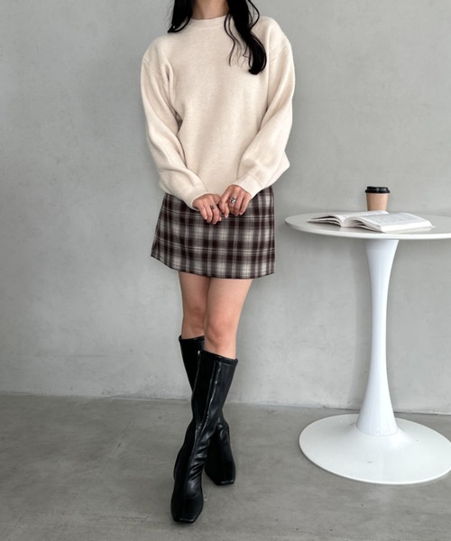 CLEA(クレア)の「クルーネックニットプルオーバー(ニット/セーター・レディース・ピンク/ブラウン/ベージュ/ブルー/グレー/ブラック/アイボリー・FREE)」の14枚目の写真