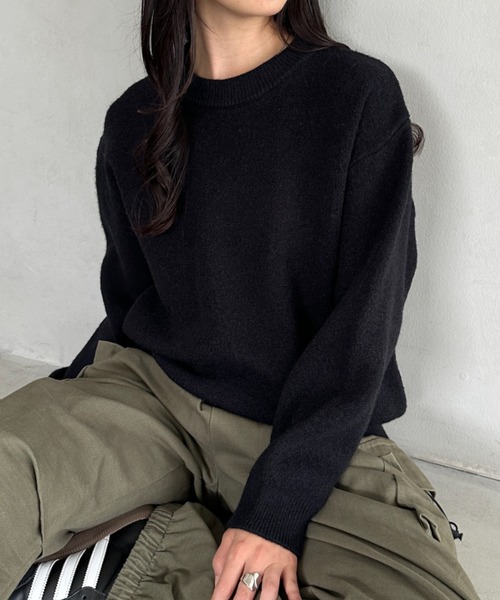 CLEA(クレア)の「クルーネックニットプルオーバー(ニット/セーター・レディース・ピンク/ブラウン/ベージュ/ブルー/グレー/ブラック/アイボリー・FREE)」の20枚目の写真