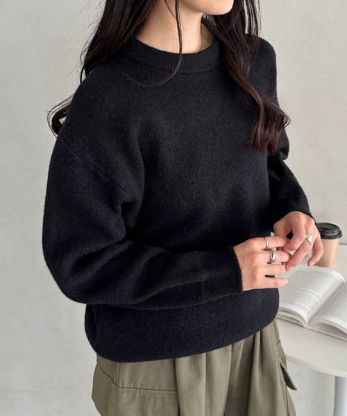 CLEA(クレア)の「クルーネックニットプルオーバー(ニット/セーター・レディース・ピンク/ブラウン/ベージュ/ブルー/グレー/ブラック/アイボリー・FREE)」の17枚目の写真