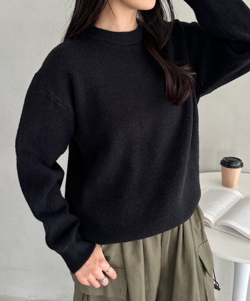 CLEA(クレア)の「クルーネックニットプルオーバー(ニット/セーター・レディース・ピンク/ブラウン/ベージュ/ブルー/グレー/ブラック/アイボリー・FREE)」の19枚目の写真