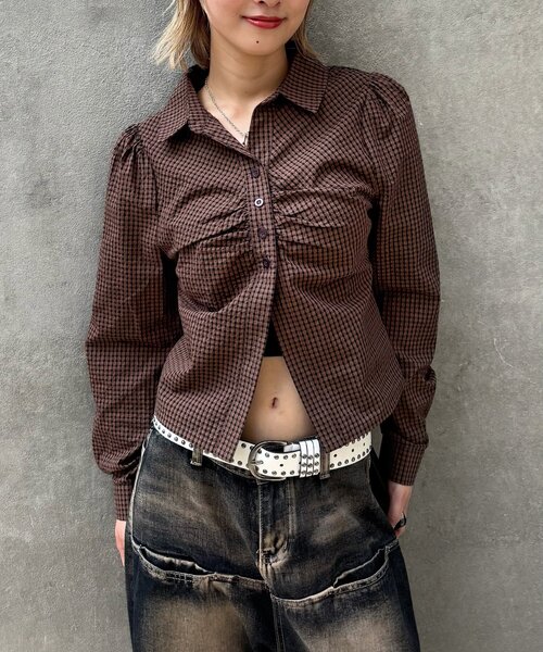 WHO'S WHO gallery(フーズフーギャラリー)の「パフスリーブギャザーブラウス(シャツ/ブラウス・レディース・ブラウン/グリーン/ネイビー・FREE)」の20枚目の写真