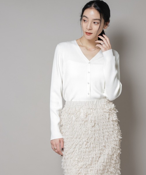 CICA＆UVカット加工Vネックリブカーディガン