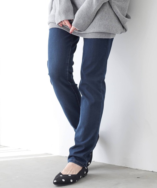 n'OrLABEL(ノアールレーベル)の「【UVカット・イージーケア・ストレッチ】ジャージーデニムレギパン(デニムパンツ・レディース・ネイビー/ブルー・S/3L/LL/M/L)」の14枚目の写真