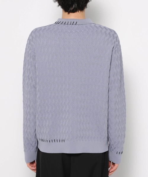 HARE（ハレ）の「ステッチルーズニットポロ(HARE)（ポロシャツ・メンズ・ブラック/パープル/ライトグレー・FREE）」の15枚目の写真